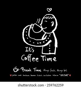Hand drawn cafe poster illustration - vector