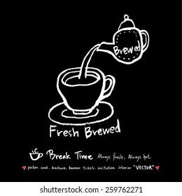 Hand drawn cafe poster illustration - vector
