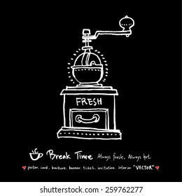 Hand drawn cafe poster illustration - vector