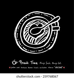 Hand drawn cafe poster illustration - vector