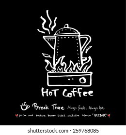 Hand drawn cafe poster illustration - vector