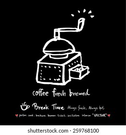 Hand drawn cafe poster illustration - vector