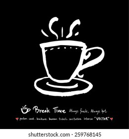 Hand drawn cafe poster illustration - vector
