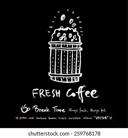 Hand drawn cafe poster illustration - vector