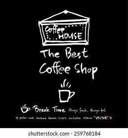 Hand drawn cafe poster illustration - vector