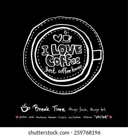 Hand drawn cafe poster illustration - vector