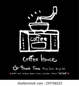 Hand drawn cafe poster illustration - vector