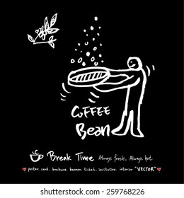 Hand drawn cafe poster illustration - vector