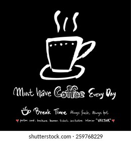 Hand drawn cafe poster illustration - vector