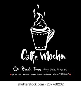 Hand drawn cafe poster illustration - vector