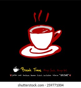 Hand drawn cafe poster illustration - vector