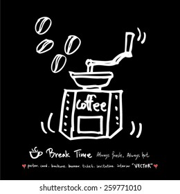 Hand drawn cafe poster illustration - vector