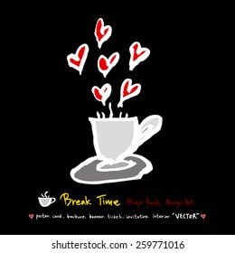 Hand drawn cafe poster illustration - vector
