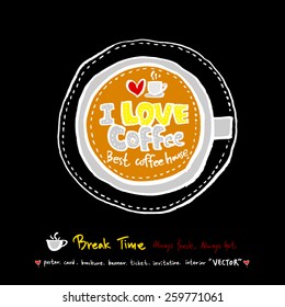 Hand drawn cafe poster illustration - vector