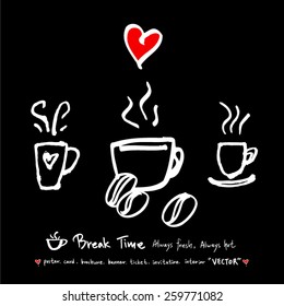 Hand drawn cafe poster illustration - vector