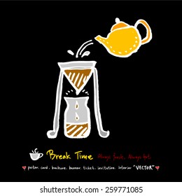 Hand drawn cafe poster illustration - vector