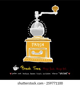 Hand drawn cafe poster illustration - vector