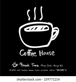 Hand drawn cafe poster illustration - vector