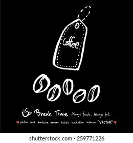 Hand drawn cafe poster illustration - vector