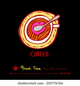 Hand drawn cafe poster illustration - vector