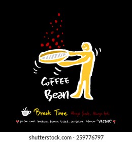 Hand drawn cafe poster illustration - vector