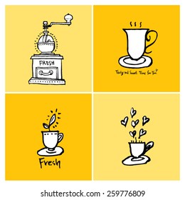 Hand drawn cafe poster illustration - vector