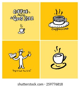 Hand drawn cafe poster illustration - vector