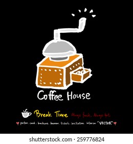 Hand drawn cafe poster illustration - vector