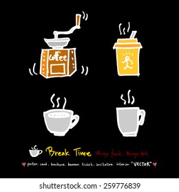 Hand drawn cafe poster illustration - vector
