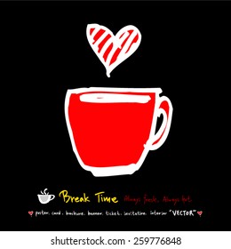 Hand drawn cafe poster illustration - vector