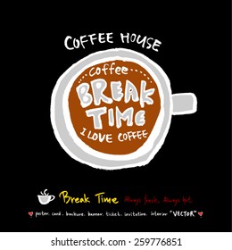 Hand drawn cafe poster illustration - vector