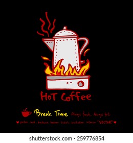 Hand drawn cafe poster illustration - vector