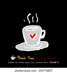 Hand drawn cafe poster illustration - vector
