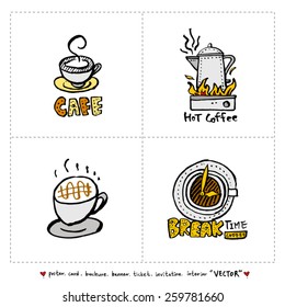 Hand drawn cafe poster illustration - vector