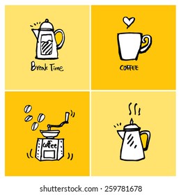 Hand drawn cafe poster illustration - vector