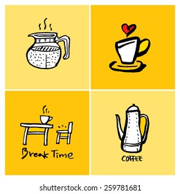 Hand drawn cafe poster illustration - vector