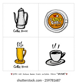 Hand drawn cafe poster illustration - vector