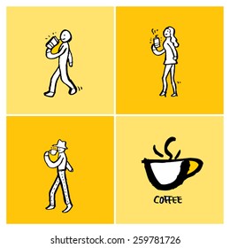 Hand drawn cafe poster illustration - vector