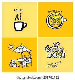 Hand drawn cafe poster illustration - vector