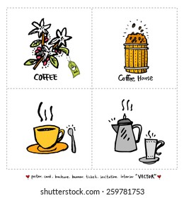Hand drawn cafe poster illustration - vector