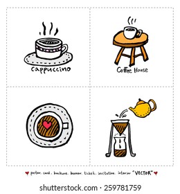 Hand drawn cafe poster illustration - vector