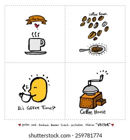 Hand drawn cafe poster illustration - vector