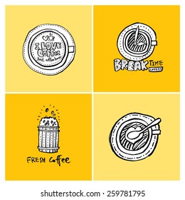 Hand drawn cafe poster illustration - vector