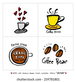 Hand drawn cafe poster illustration - vector