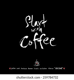 Hand drawn cafe poster illustration - vector