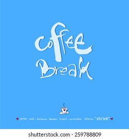 Hand drawn cafe poster illustration - vector / blue version