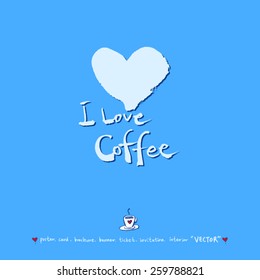 Hand drawn cafe poster illustration - vector / blue version