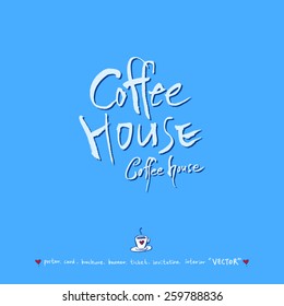 Hand drawn cafe poster illustration - vector / blue version