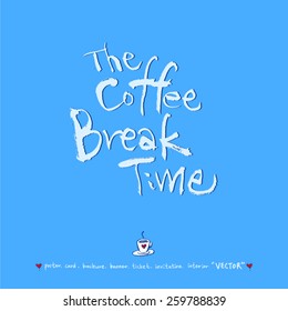 Hand drawn cafe poster illustration - vector / blue version