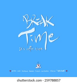 Hand drawn cafe poster illustration - vector / blue version